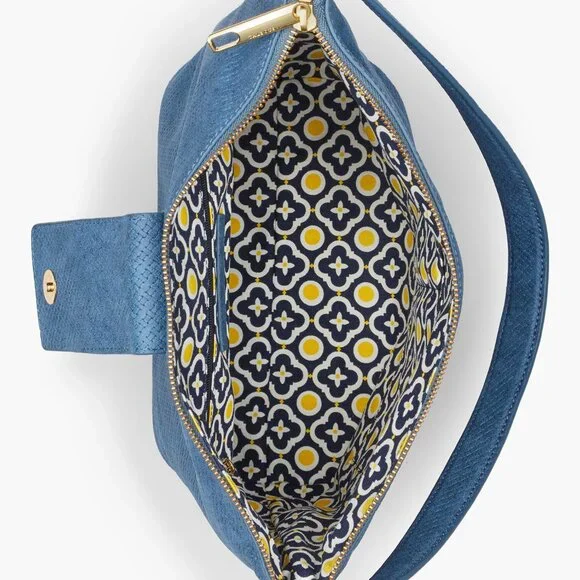 Talbots Woven Leather Hobo Style Shoulder Bag, Cornflower Blue - Picture 4 of 15